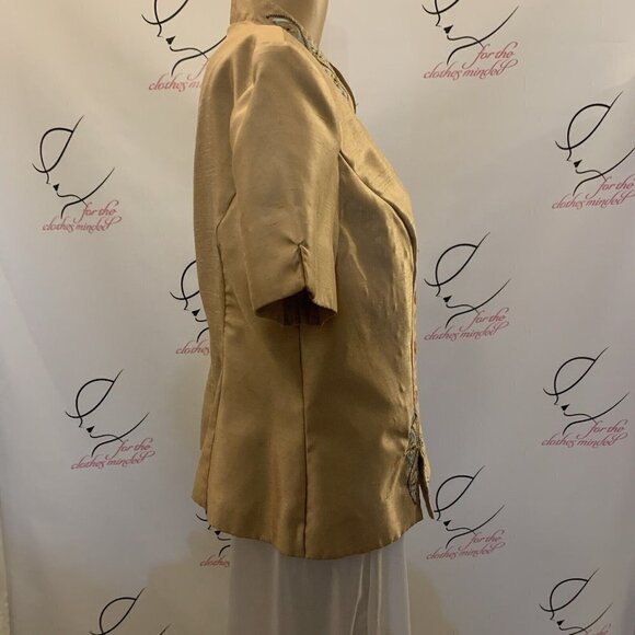 Sag Harbor. Sz 10. Embroidered Beaded Shimmer Short Sleeve Top or Jacket. B82. - Picture 5 of 7